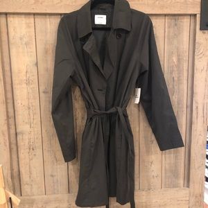 Old Navy Trench Coat- Dark Grey, Size Large NWT